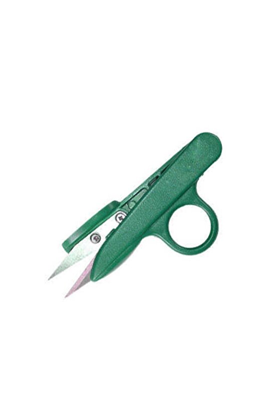 FDM TC-801 Yeşil Parmaklı İplik Temizleme Makası 12 cm Yaylı Plastik Saplı Çıt Makas