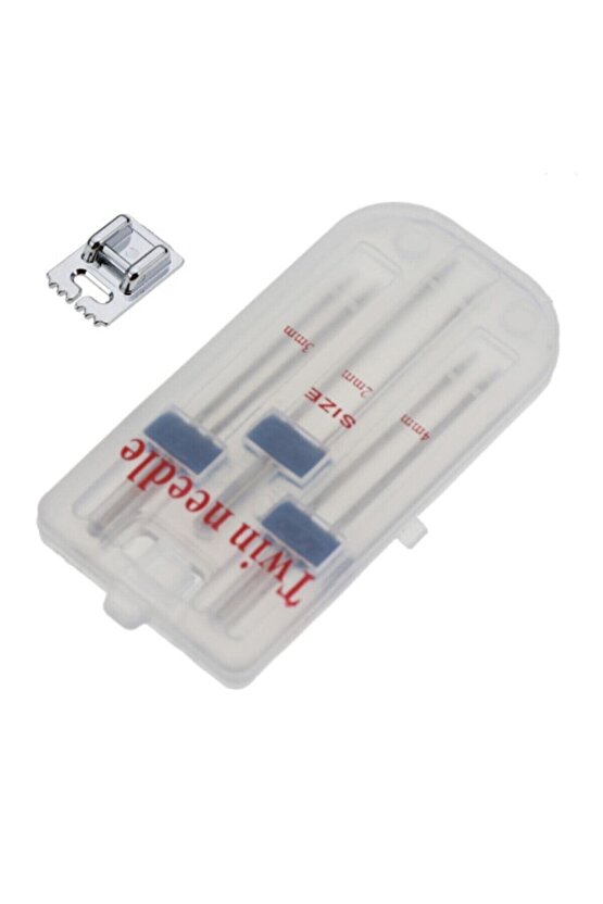 Singer Zetina Bernina Uyumlu Çift İğne ve Nervür Ayak Set (iğne Paket Içinde 2mm,3mm ve 4 Mmdir.)