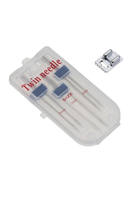 Singer Zetina Bernina Uyumlu Çift İğne ve Nervür Ayak Set (iğne Paket Içinde 2mm,3mm ve 4 Mmdir.)