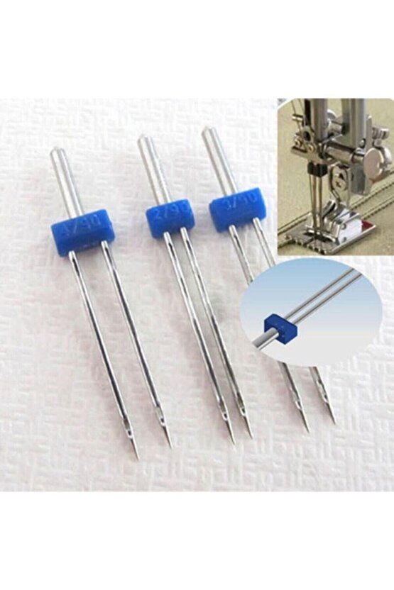 Her Marka Makine Için 10 Adet 14 No Iğne Ve Nervür Için Çift Iğne Singer Zetina (2MM-3MM-4MM)