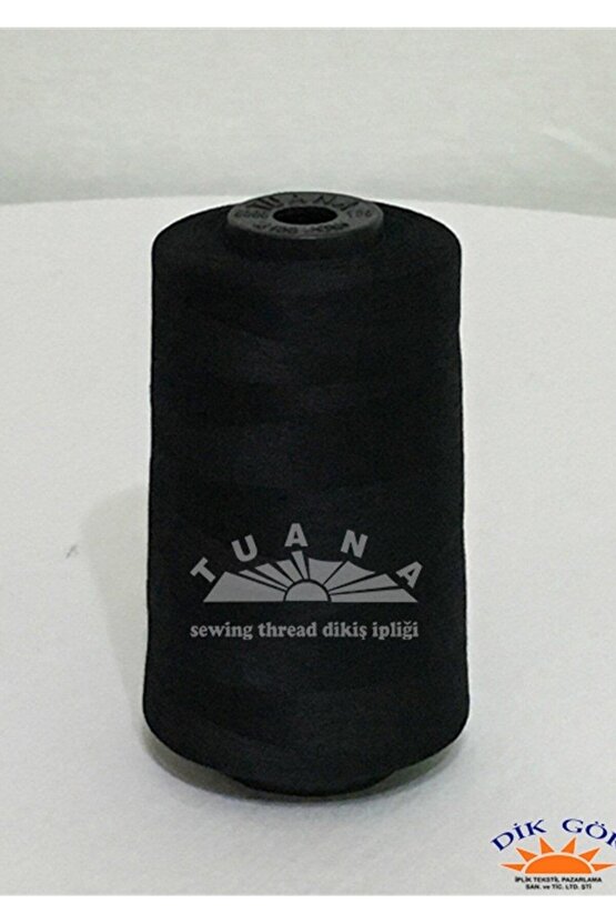 KOZALI 20 Adet 120 Numara Siyah Polyester Dikiş İpliği 5000 Metre