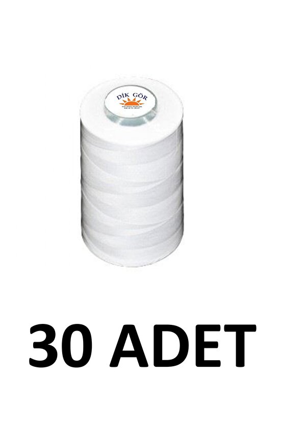 KOZALI MARKA 30 Adet 120 Numara Beyaz Polyester Dikiş İpliği 5000 Metre