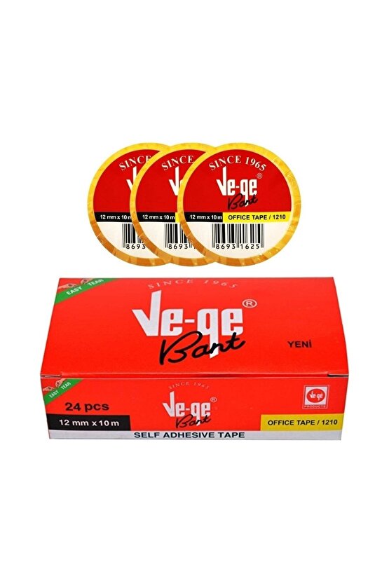 Selefon Bant 12x10 Mt. Eto Sarı Şeritli 24 Lü (1 PAKET 24 ADET)