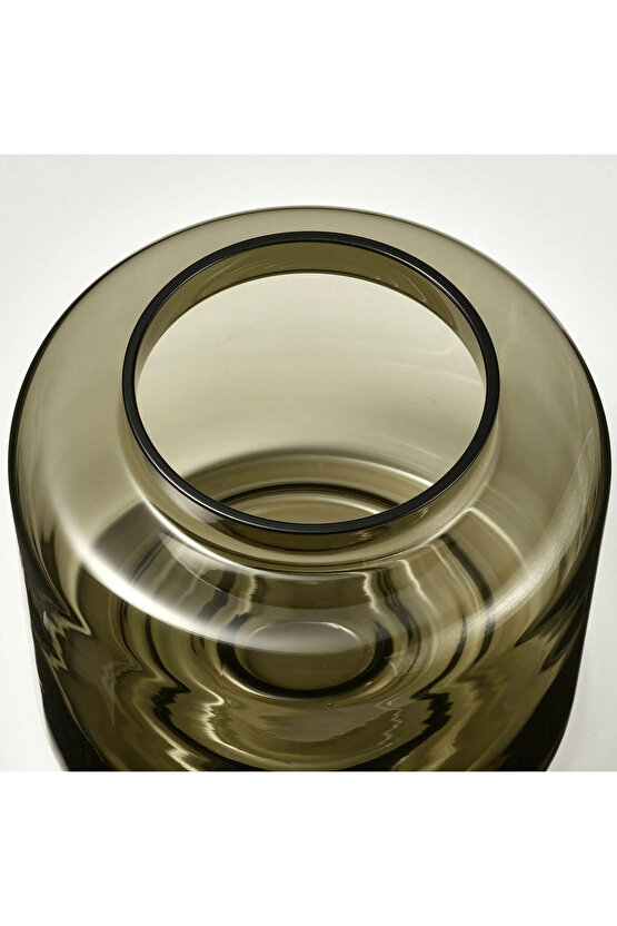 KONSTFULL cam vazo, yeşil-kahverengi, 16 cm