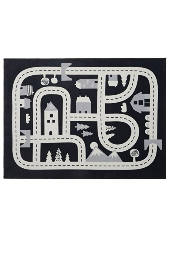 Markkrypare çocuk halısı, koyu gri(siyah) 74x100cm kaydırmaz taban
