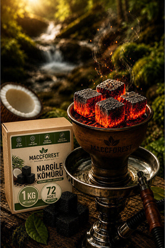 10 Kg Nargile Kömürü 72 Adet Hindistan Cevizi Kabuğu Kömürü 25 mm Küp Doğal Coconut Shell Charcoal Uzun Süre Yanan Düşük