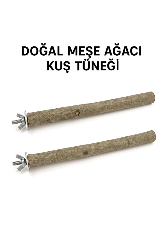 Mutlu Kuşlar Serisi  Doğal Ağaç Kuş Tüneği  2 Adet - 3545cm