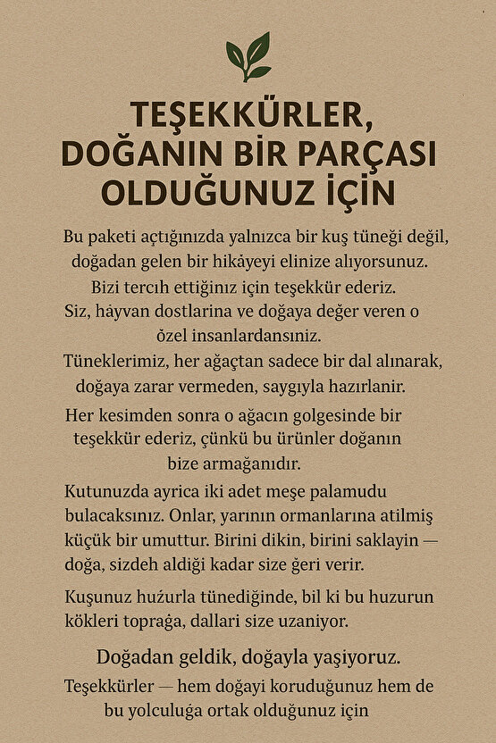 Mutlu Kuşlar Serisi  Doğal Ağaç Kuş Tüneği  2 Adet - 3545cm