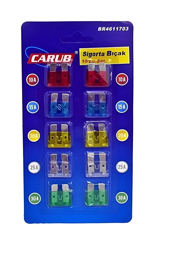 Oto Araba Standart Bıçak Sigorta Seti 10lu