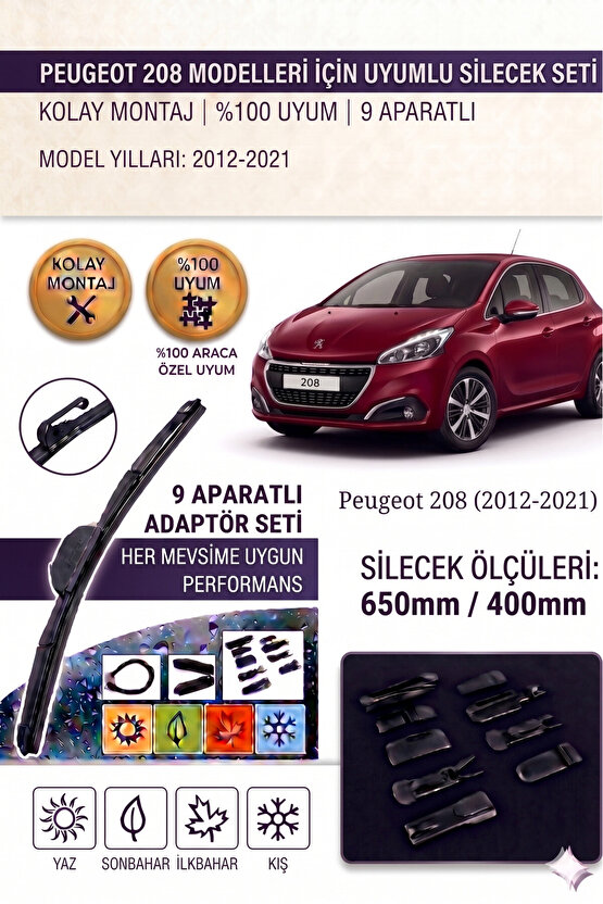 Peugeot 208 Ön Cam Silecek Takımı 2012-2021
