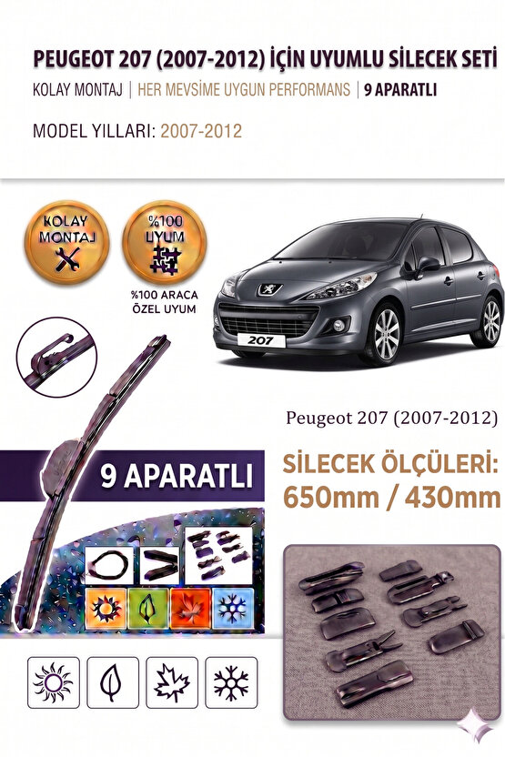 Peugeot 207 Ön Cam Silecek Takımı 2007-2012