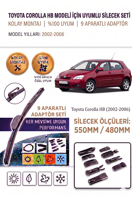 Toyota Corolla HB Ön Cam Silecek Takımı 2002-2006