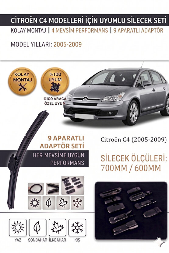 Citroen C4 Ön Cam Silecek Takımı 2005-2009