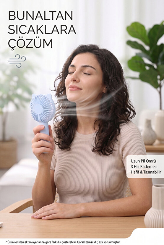 Şarjlı El Fanı 3 Kademe Seyahat Vantilatör Taşınabilir Mini Fan