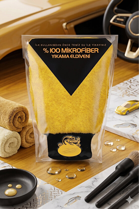 Oto Yıkama ve Cila Eldiveni Mikrofiber Karma Renk
