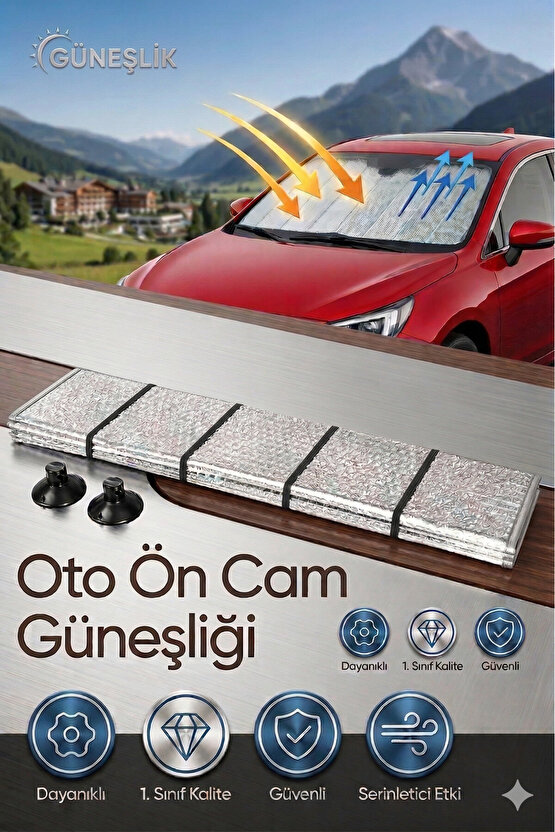 Oto Araç Araba Ön Cam Güneşliği Metalize Standart Boy
