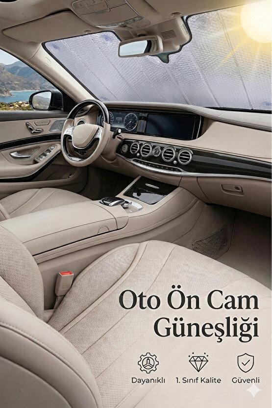 Oto Araç Araba Ön Cam Güneşliği Metalize Standart Boy