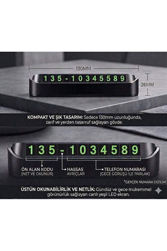 Araç İçi Park Telefon Numarası Fosforlu Numaratör