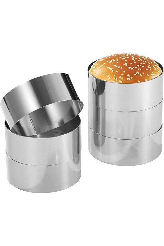 Mold Chef Yuvarlak Hamburger Ekmeği Pişirme Kalıbı Çap 10 cm 6 LI Set