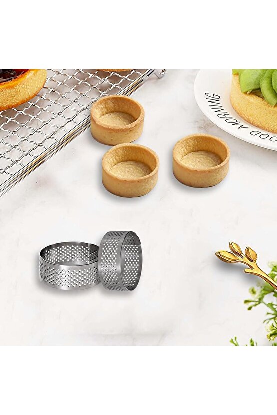 Mold Chef Yuvarlak Delikli Tart Kalıbı Çap 6cm 10 Adet