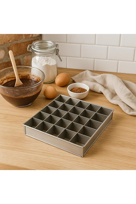 Mold Chef Brownie Kek Kalıbı Çap 25 x 25cm 49 Dilim Derinlik 4cm