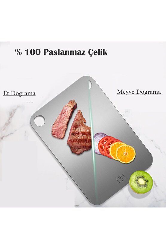 Mold Chef Metal Kesme Tahtası, Paslanmaz Çelik Mutfak Için Çift Taraflı Doğrama Tahtaları 28x20cm