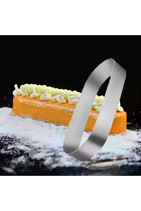Mold Chef  Oval Cheesecake Yüzükler Yarı Pişmiş Peynirli Mufin Kalıpları 4 Lü Derinlik 3,5cm