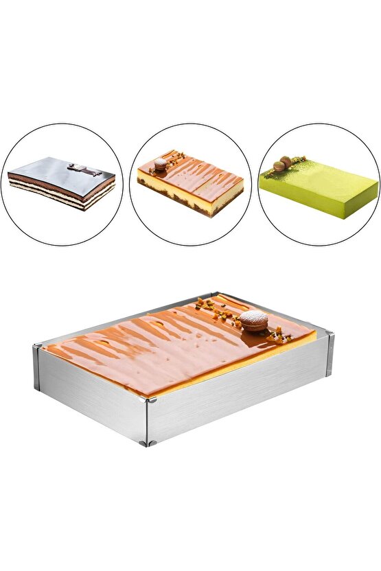 Mold Chef Dikdörtgen Ayarlanabilir Kek Pasta Kalıbı Derinlik 6cm