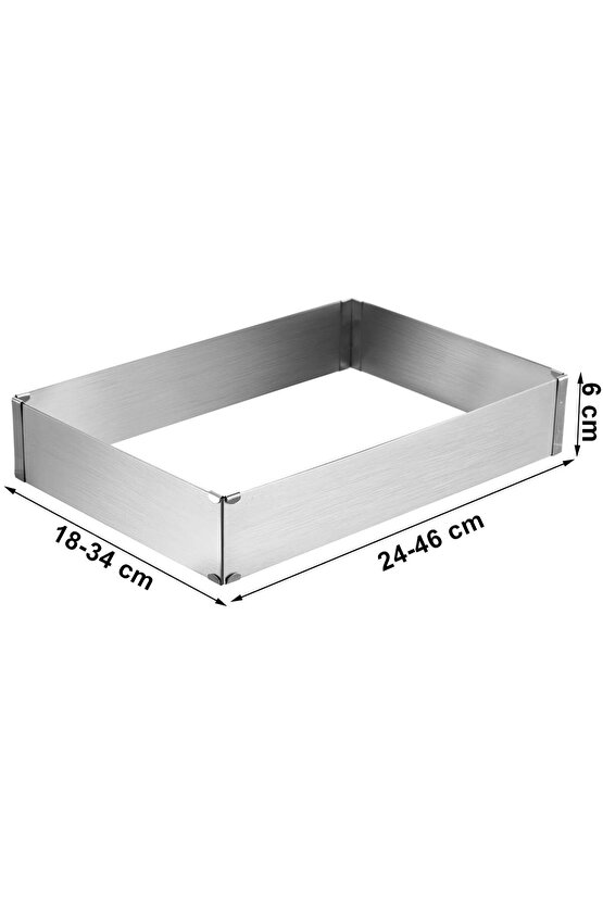 Mold Chef Dikdörtgen Ayarlanabilir Kek Pasta Kalıbı Derinlik 6cm