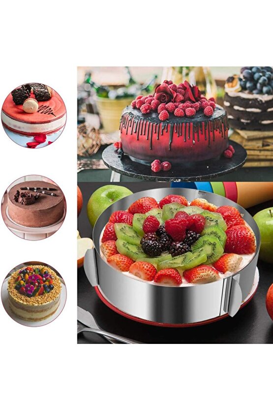 Mold Chef Yuvarlak Kare, Ayarlanabilir Kek Kalıbı 2 Adet Derinlik 10 Cm
