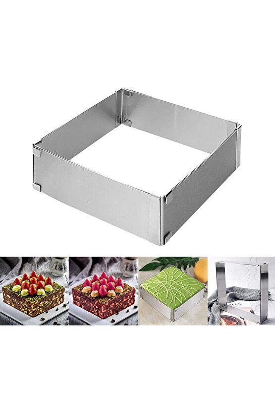 Mold Chef Yuvarlak Kare, Ayarlanabilir Kek Kalıbı 2 Adet Derinlik 8 cm