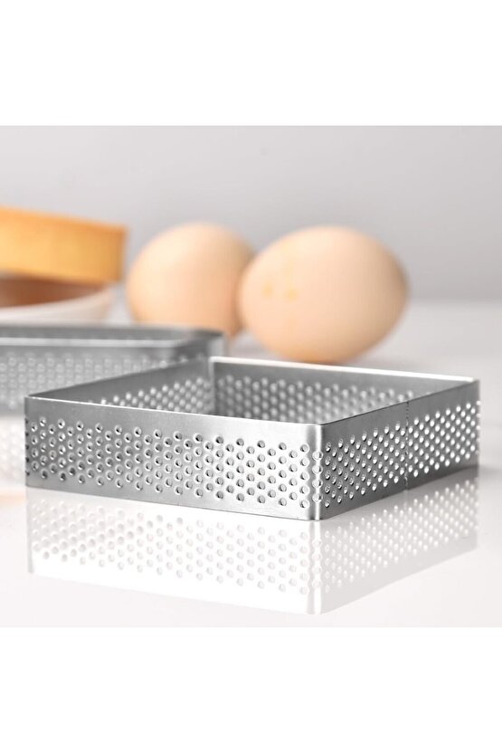 Mold Chef Yuvarlak Kare,Oval ,Dikdörtgen Delikli Tart Kalıbı 8 Adet