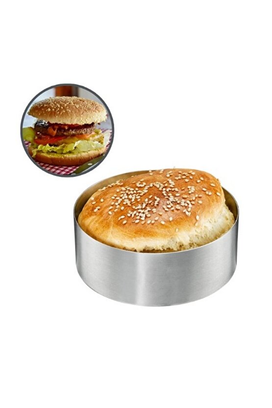 Mold Chef Yuvarlak Hamburger Ekmeği Pişirme Kalıbı Çap 10cm Derinlik 3,5cm