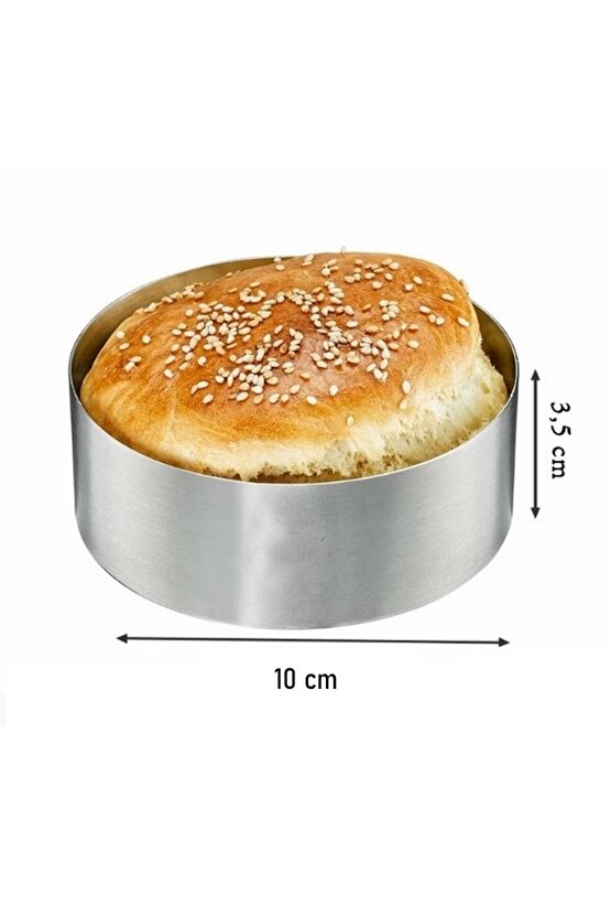 Mold Chef Yuvarlak Hamburger Ekmeği Pişirme Kalıbı Çap 10cm Derinlik 3,5cm