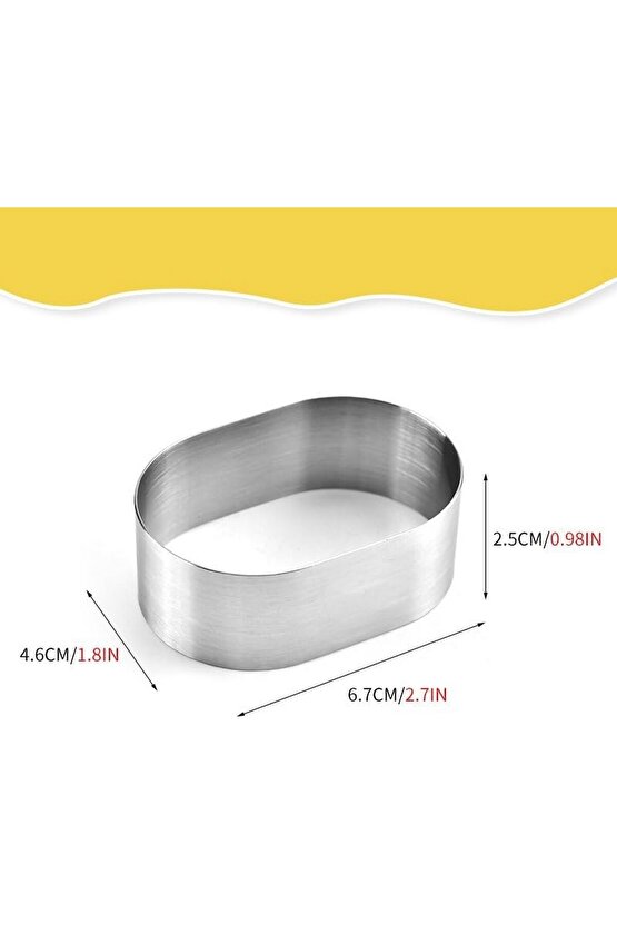 Mold Chef Mini Oval Pasta Kek Kalıbı Çap 4,5cm Uzunluk 6,7 Cm Derinlik 2,5cm 6 Adet
