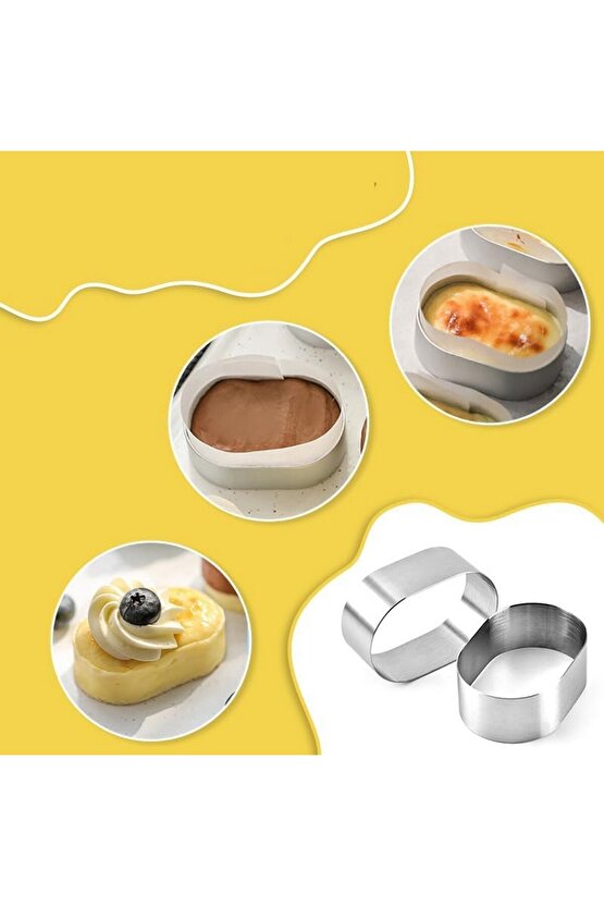 Mold Chef Mini Oval Pasta Kek Kalıbı Çap 4,5cm Uzunluk 6,7 Cm Derinlik 2,5cm 6 Adet