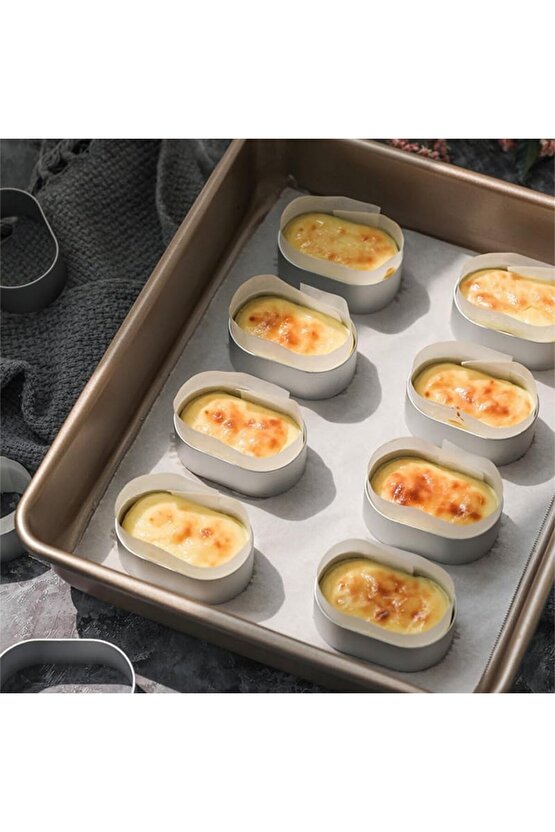 Mold Chef Mini Oval Pasta Kek Kalıbı Çap 4,5cm Uzunluk 6,7 Cm Derinlik 2,5cm 6 Adet