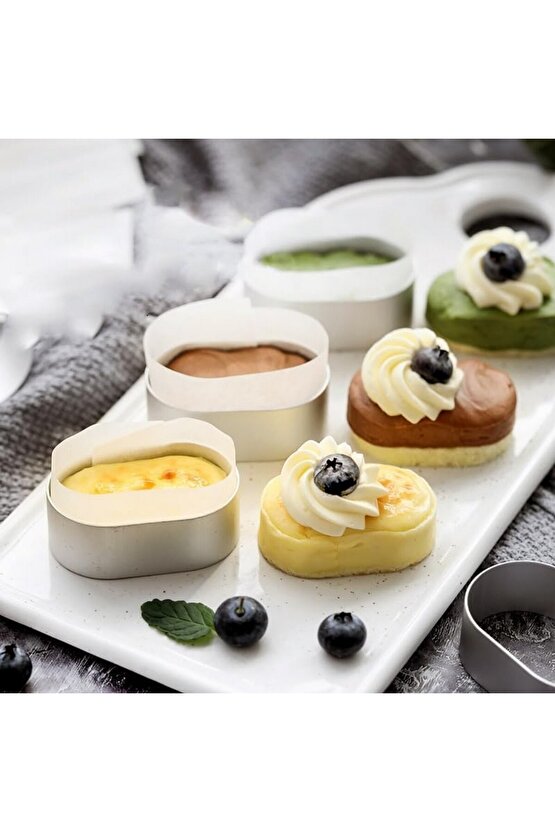 Mold Chef Mini Oval Pasta Kek Kalıbı Çap 4,5cm Uzunluk 6,7 Cm Derinlik 2,5cm 6 Adet
