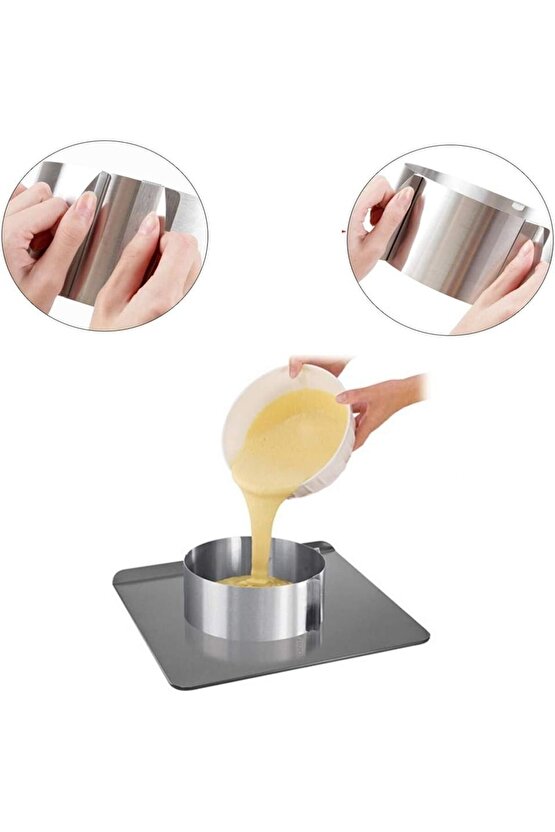 Mold Chef Kare Yuvarlak Ayarlanabilir Pasta Kek Kalıbı Paslanmaz Çelik 2 Li Set Derinlik 8 Cm