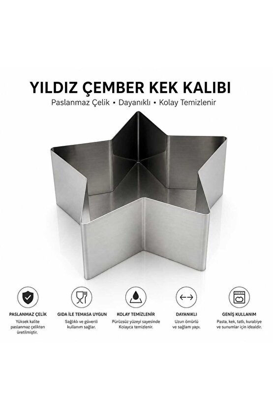 Mold Chef Yıldız Şeklinde Kek Kurabiye Kalıbı Çap 14cm Derinlik 10 cm