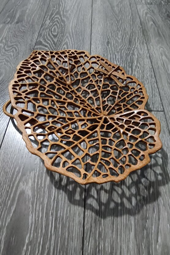 El Yapımı, Yusufcuk Ve Yaprak Temalı Ahşap Dekoratif Tabak