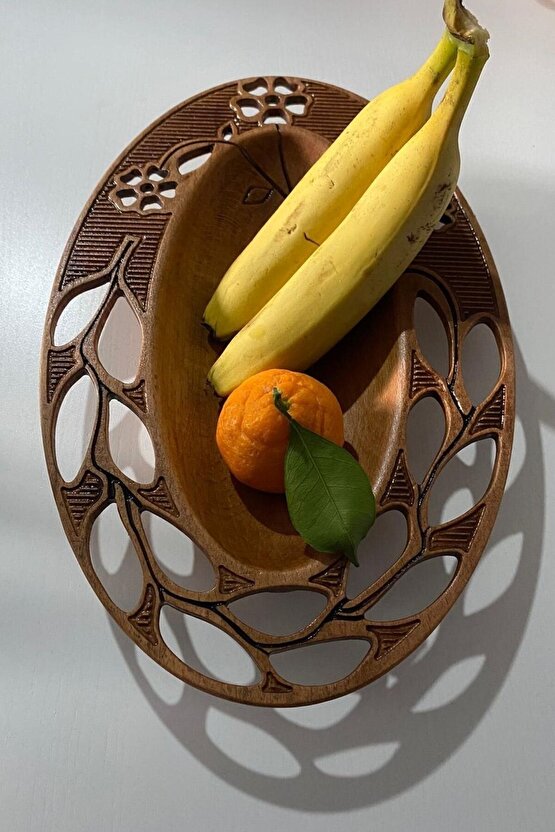 Ahşap Dekoratif Tabak, Aşkın Bir Başka Hali, Hediyelik Oval Tabak, Ahşap Meyve Tabağı