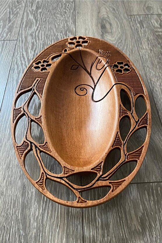 Ahşap Dekoratif Tabak, Aşkın Bir Başka Hali, Hediyelik Oval Tabak, Ahşap Meyve Tabağı