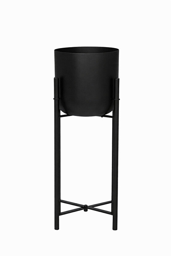 ATLAS 45 CM ÇAP 20 SİYAH METAL AYAKLI SAKSILIK