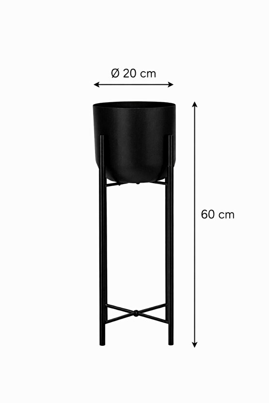 ATLAS 60 CM ÇAP 20 SİYAH AYAKLI SAKSILIK