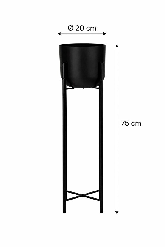 ATLAS 75 CM ÇAP 20 SİYAH AYAKLI SAKSILIK