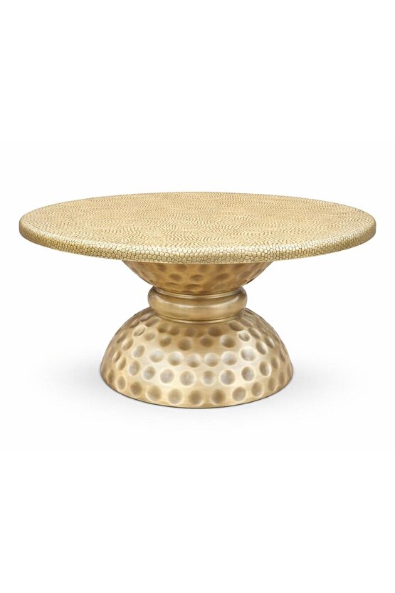 Fırçalanmış Gold Dövme Metal Modern Orta Sehpa