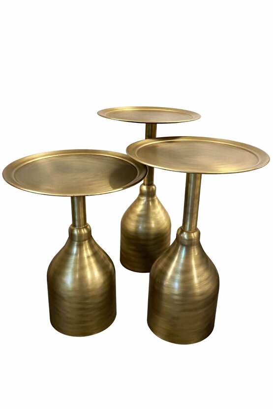 VESTA 3 lü Gold eskitme zigon sehpa