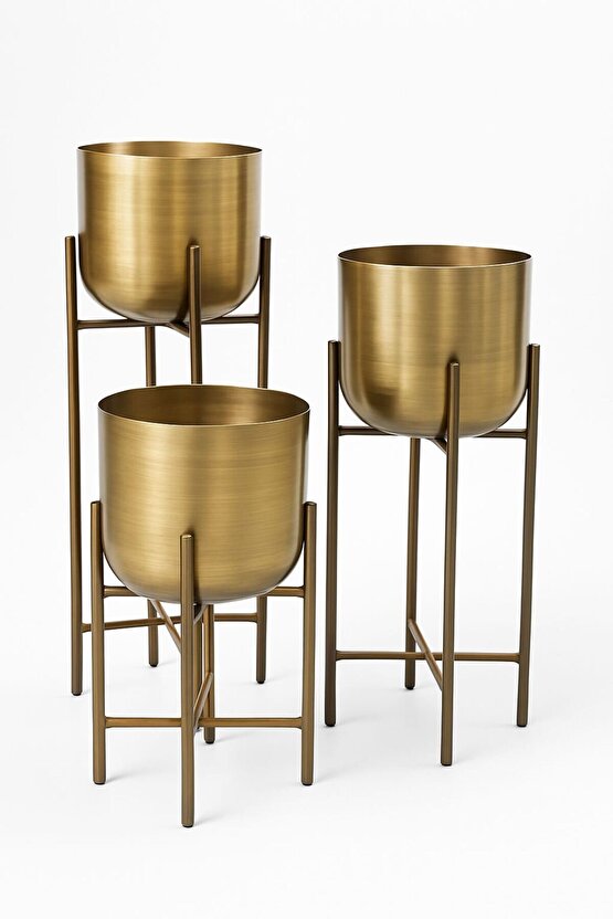 75-60-45 CM GOLD ESKİTME SAKSILIK ÇAP 25 CM