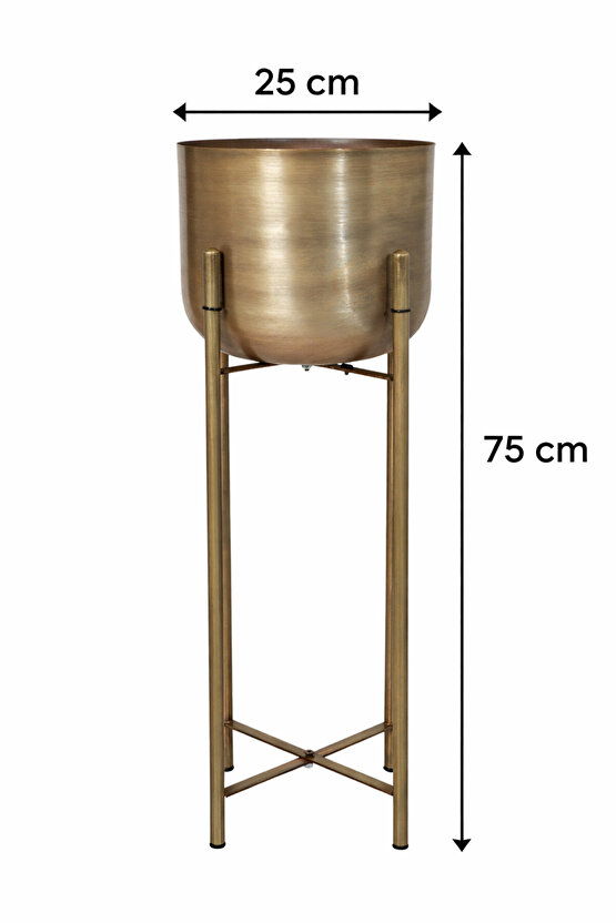 75 CM GOLD ESKİTME SAKSILIK ÇAP 25 CM